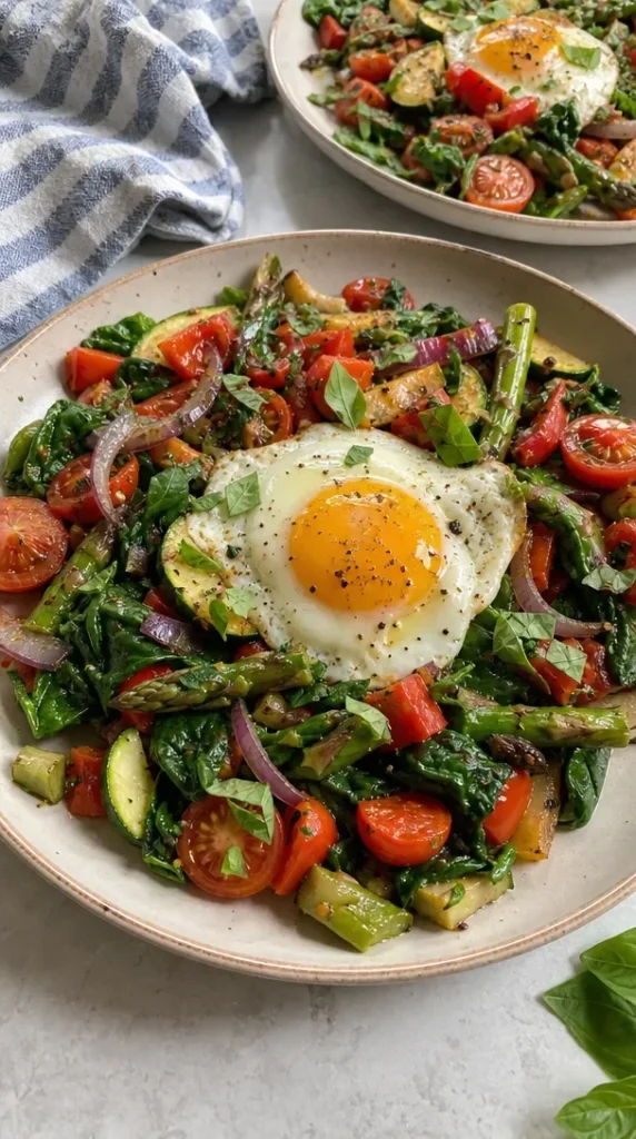 Delicious easy baked eggs cooked in a ramekin with herbs and spices