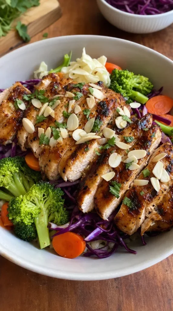 Easy chicken recipe dish served on a plate with herbs and vegetables
