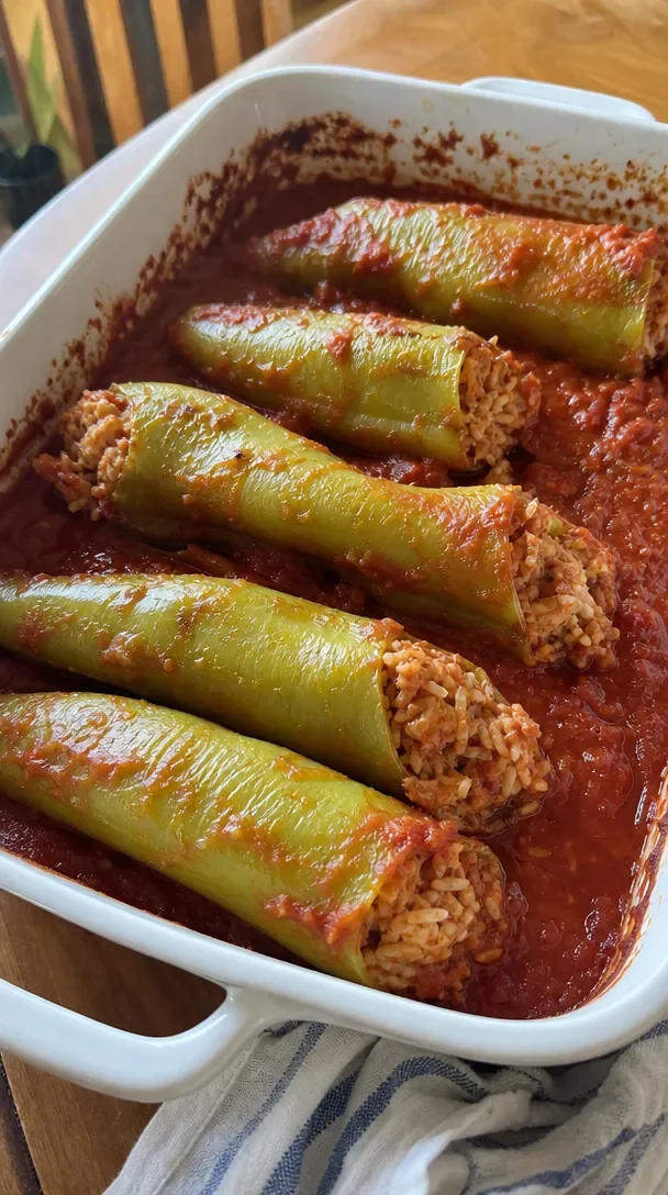 Easy Chicken Stuffed Cubanelle Peppers