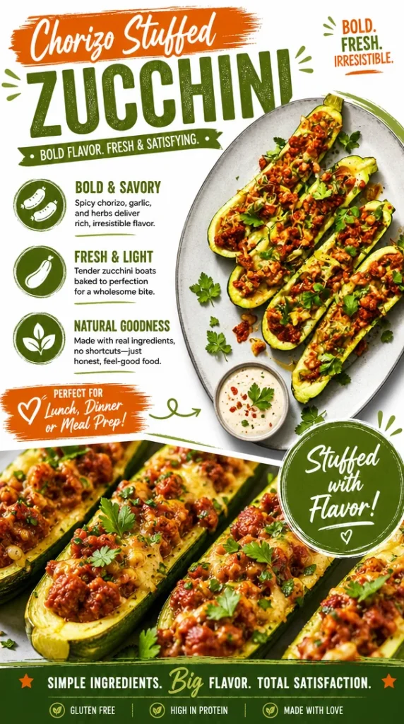 Chorizo Stuffed Zucchini
