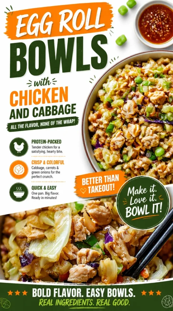 Delicious easy egg roll bowls packed with fresh veggies and savory toppings