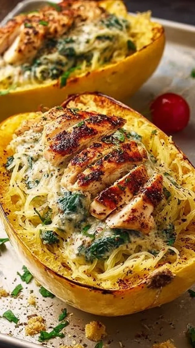 Easy Garlic Chicken Spaghetti Squash