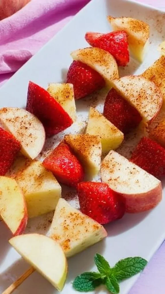 Easy grilled dessert kabobs with fruit and marshmallows on skewers