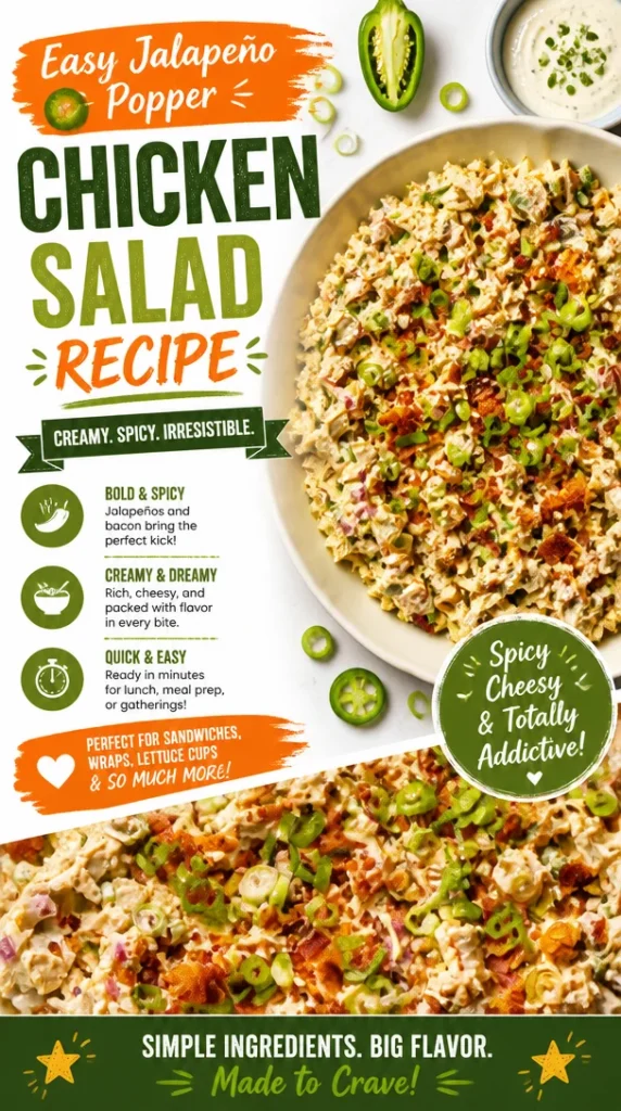 Bowl of easy Jalapeño Popper Chicken Salad with fresh ingredients