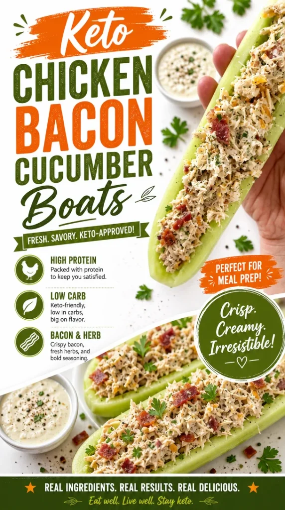 Keto Chicken Bacon Cucumber Boats
