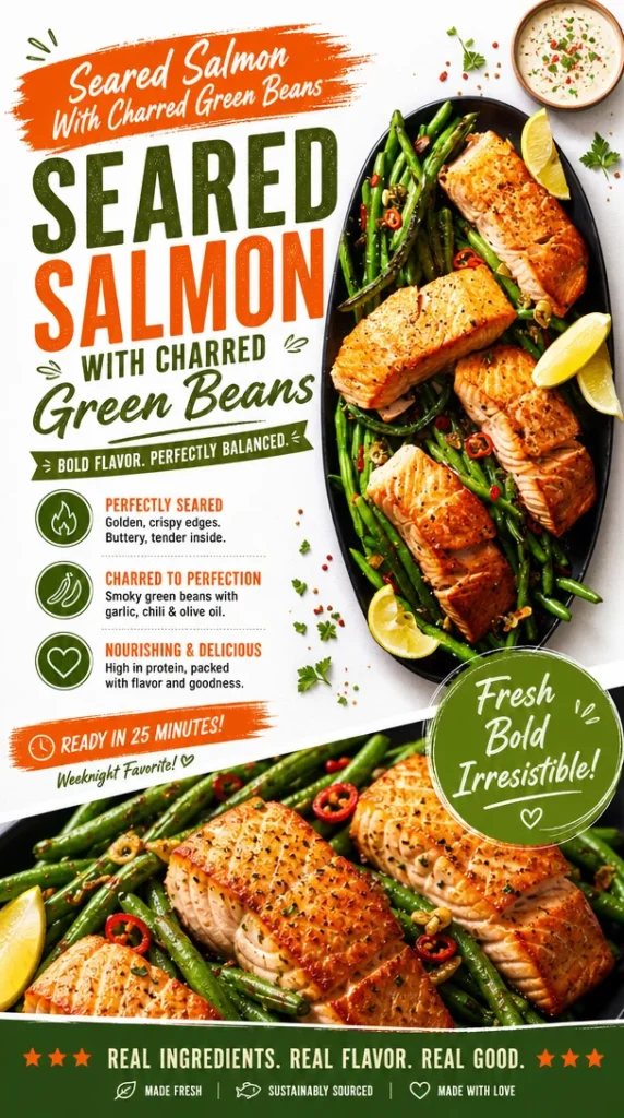 Seared Salmon With Charred Green Beans