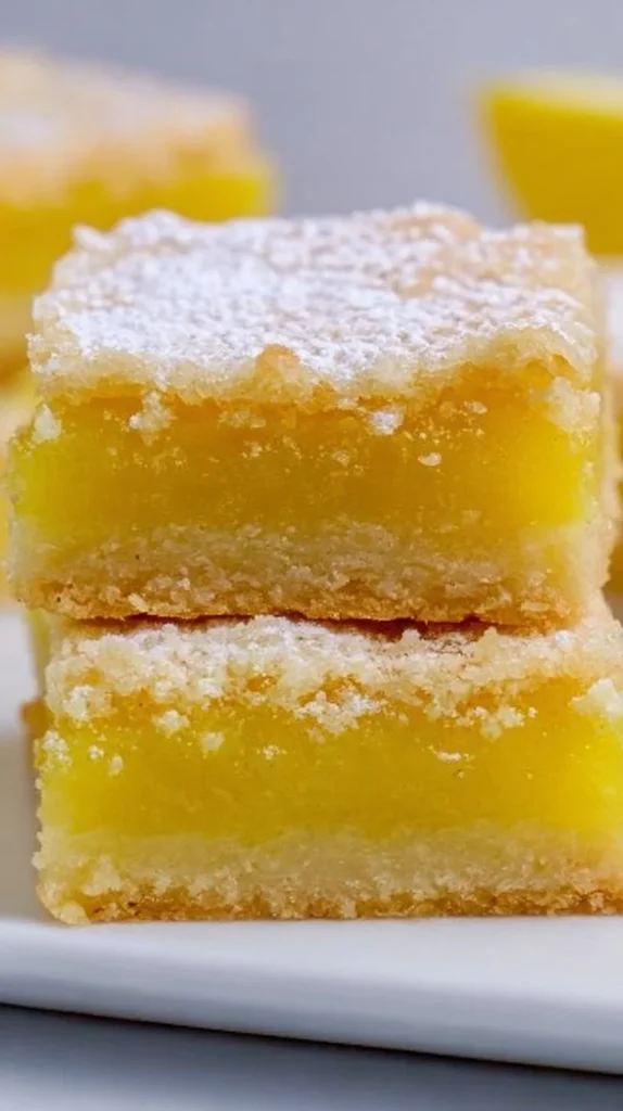 A delicious batch of easy sheet pan lemon bars topped with powdered sugar.