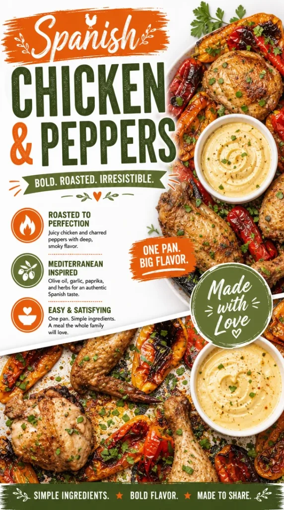 Delicious easy Spanish chicken with vibrant bell peppers