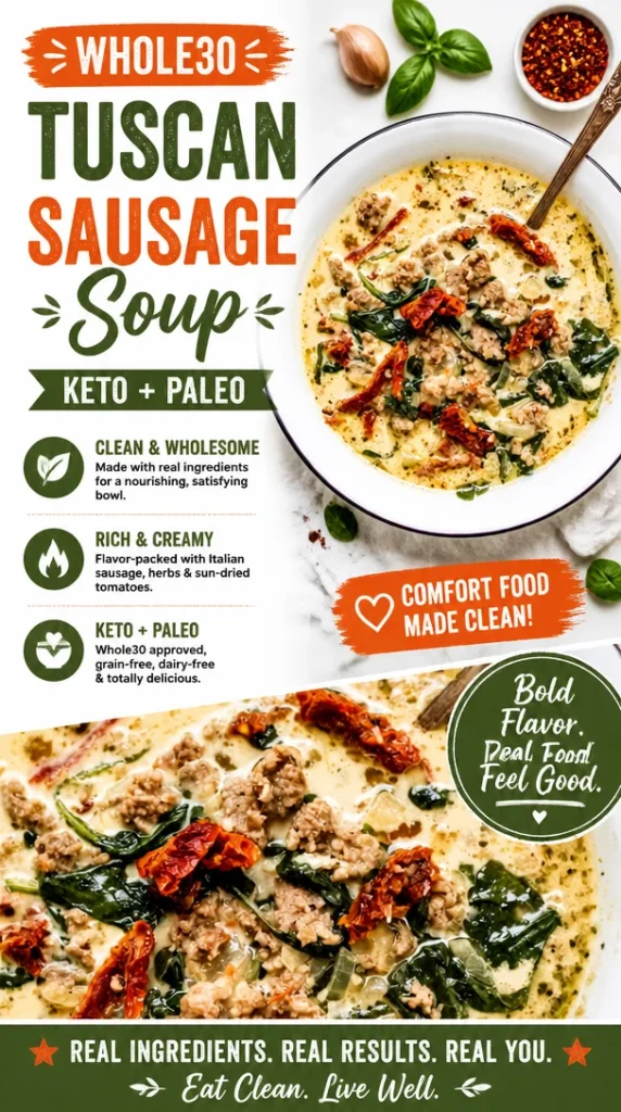 Whole30 Tuscan Sausage Soup