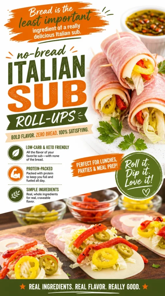 Italian Sub Roll Ups with Savory Low Carb Fillings