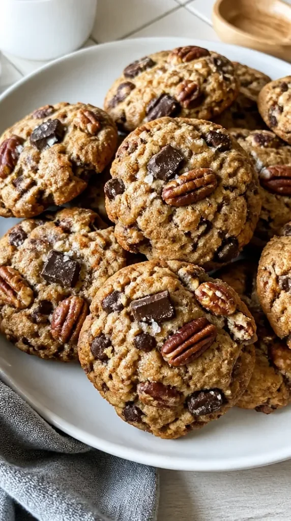 Delicious Keto Pecan Softies topped with sea salt and dark chocolate