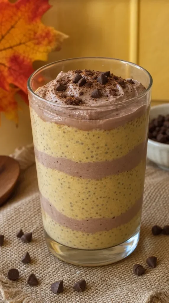 Delicious no-bake chia pudding topped with fresh fruits and nuts.
