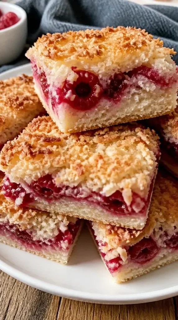 Raspberry Coconut Squares