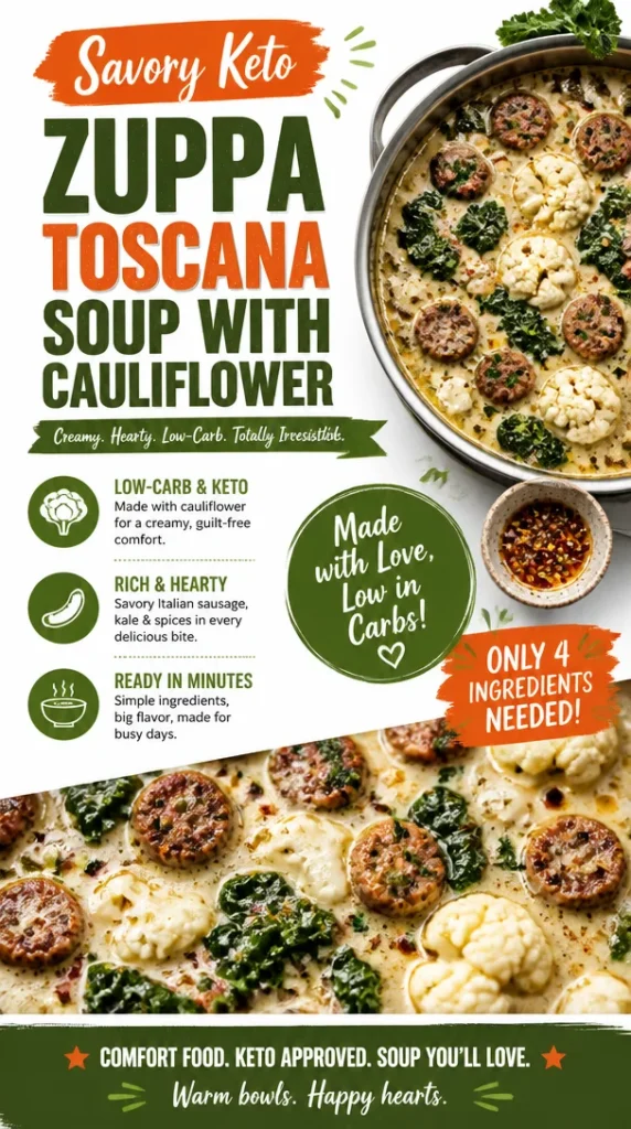 Keto Zuppa Toscana Soup with Cauliflower