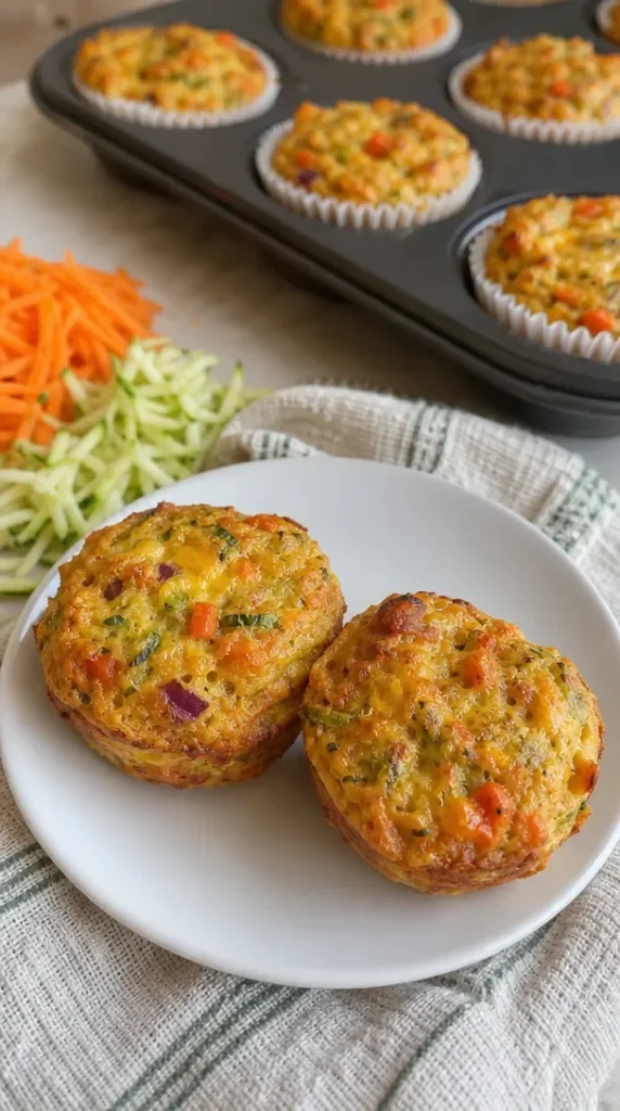 Savory vegetable egg muffins baked with fresh veggies and eggs for a healthy snack