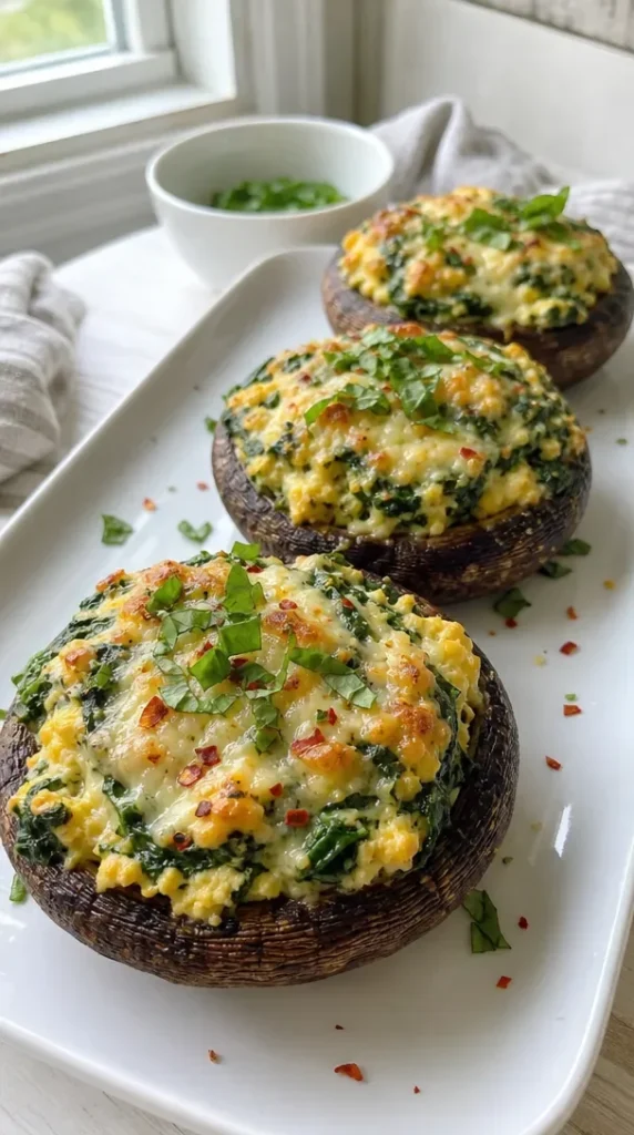 Spinach and Egg Stuffed Portobello Mushrooms