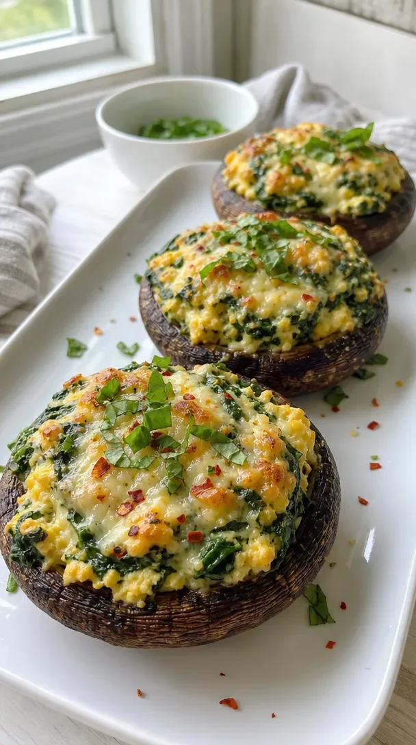 Spinach and Egg Stuffed Portobello Mushrooms