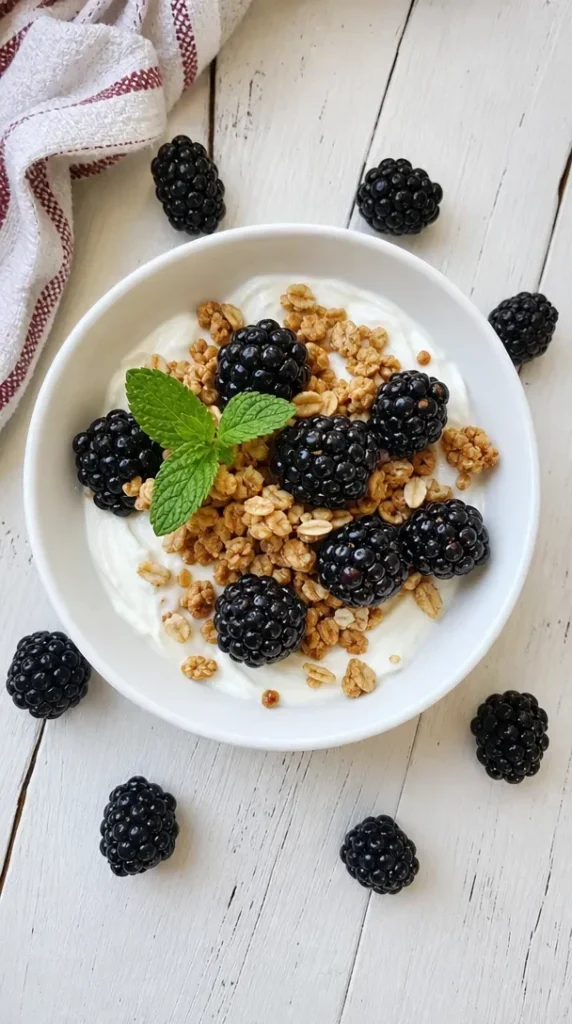 Gluten-Free Blackberry Yogurt Crunch Bowl