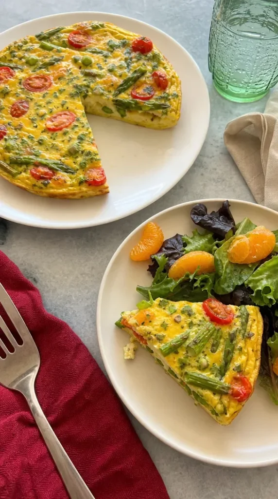 Crustless Asparagus and Tomato Quiche