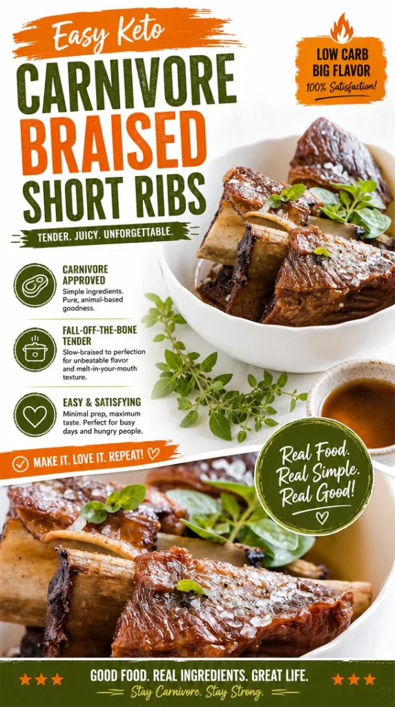 Easy Keto Carnivore Braised Short Ribs