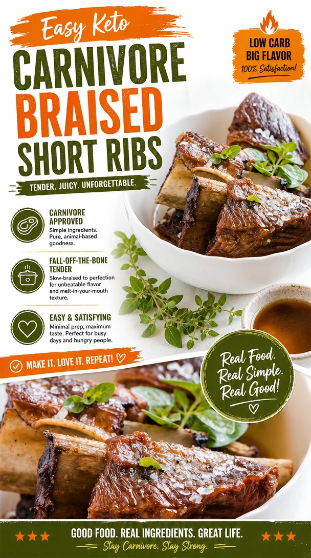Easy Keto Carnivore Braised Short Ribs