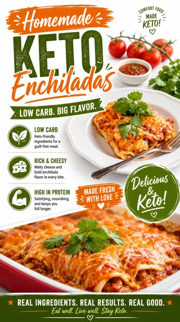 Delicious easy keto enchiladas served on a plate with fresh toppings.