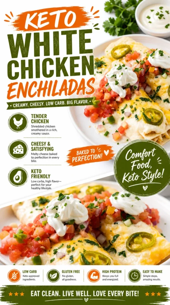 Easy Keto White Chicken Enchiladas
