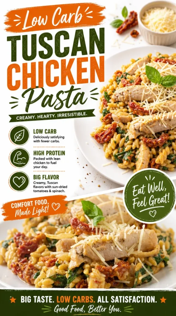 Low Carb Tuscan Chicken Pasta