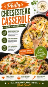 Easy Philly Cheesesteak Casserole