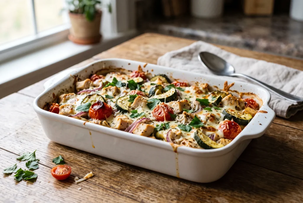 Easy Mediterranean Chicken Zucchini Bake