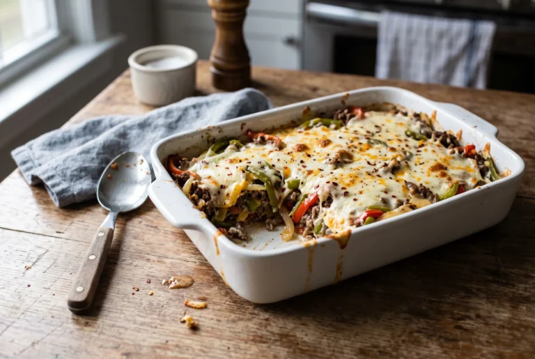 Easy Philly Cheesesteak Casserole