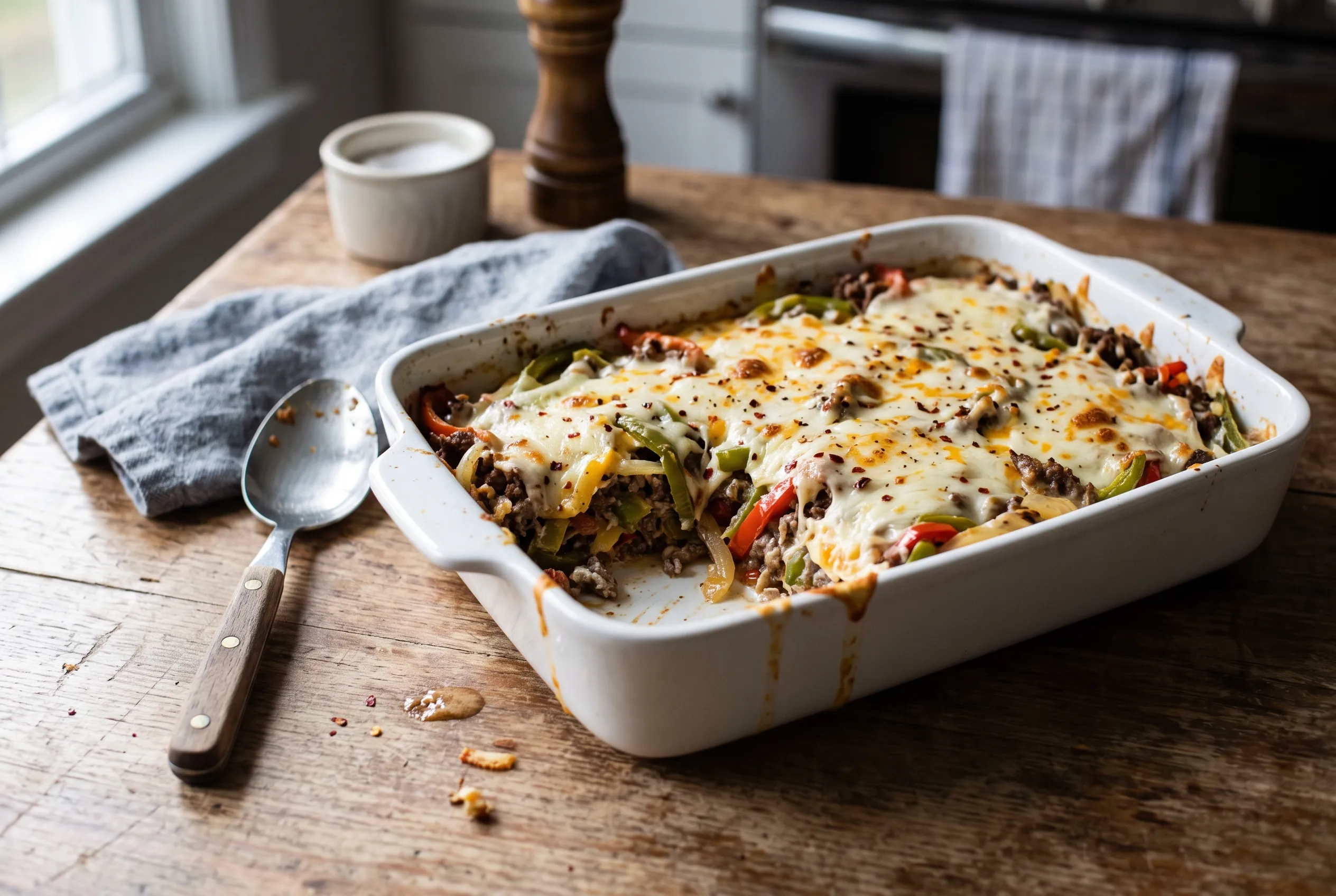 Easy Philly Cheesesteak Casserole