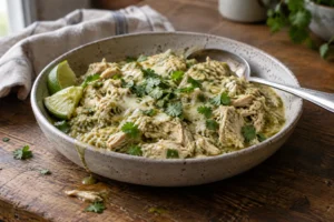 High Protein Crockpot Salsa Verde Chicken