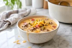 Keto Beef Cheeseburger Soup