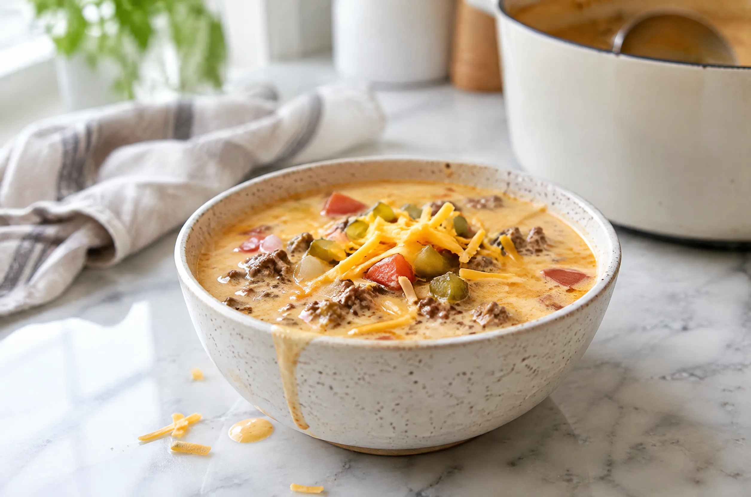 Keto Beef Cheeseburger Soup