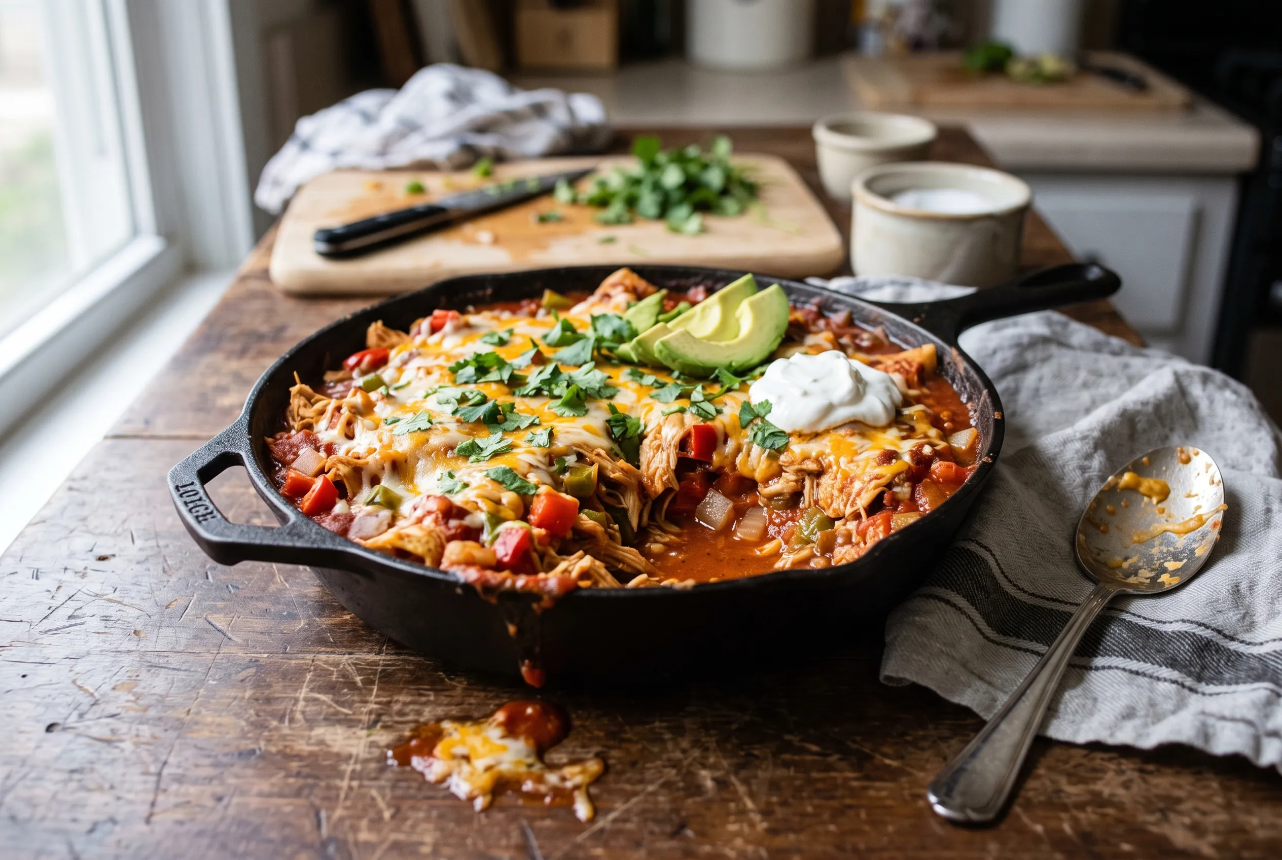 Keto Low Carb Chicken Enchilada Skillet
