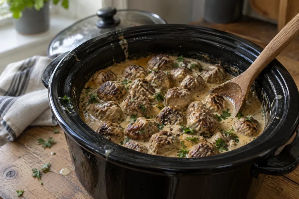 Low Carb Crockpot Swedish Meatballs