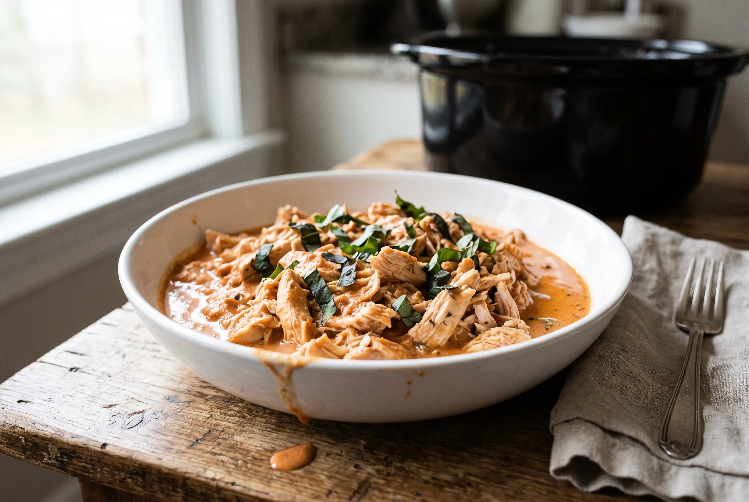 Slow Cooker Creamy Tomato Basil Chicken